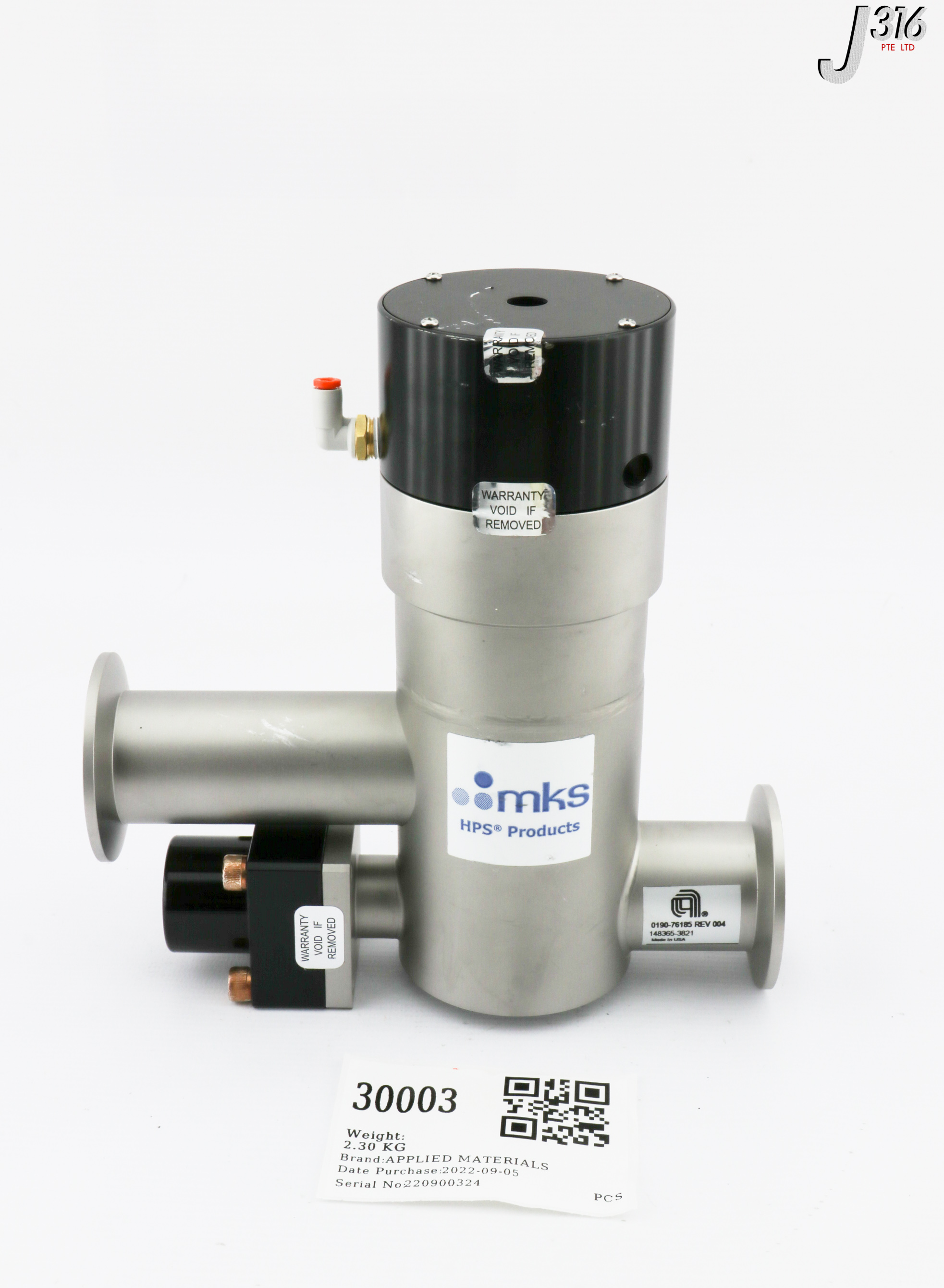 30003 APPLIED MATERIALS MKS TWO STAGE INLINE VLV W/ LIMIT SWITCH